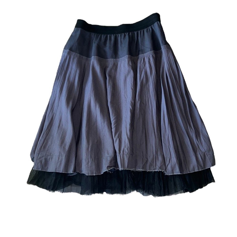 Marc Jacobs Silk Gray & Black Tulle Mesh Pleated A-Line Slip Skirt - 10
